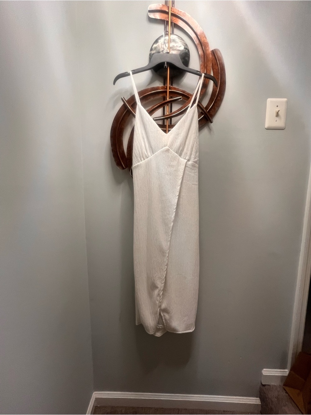 Lulu's white V-Neck Slip Dress with Spaghetti Straps